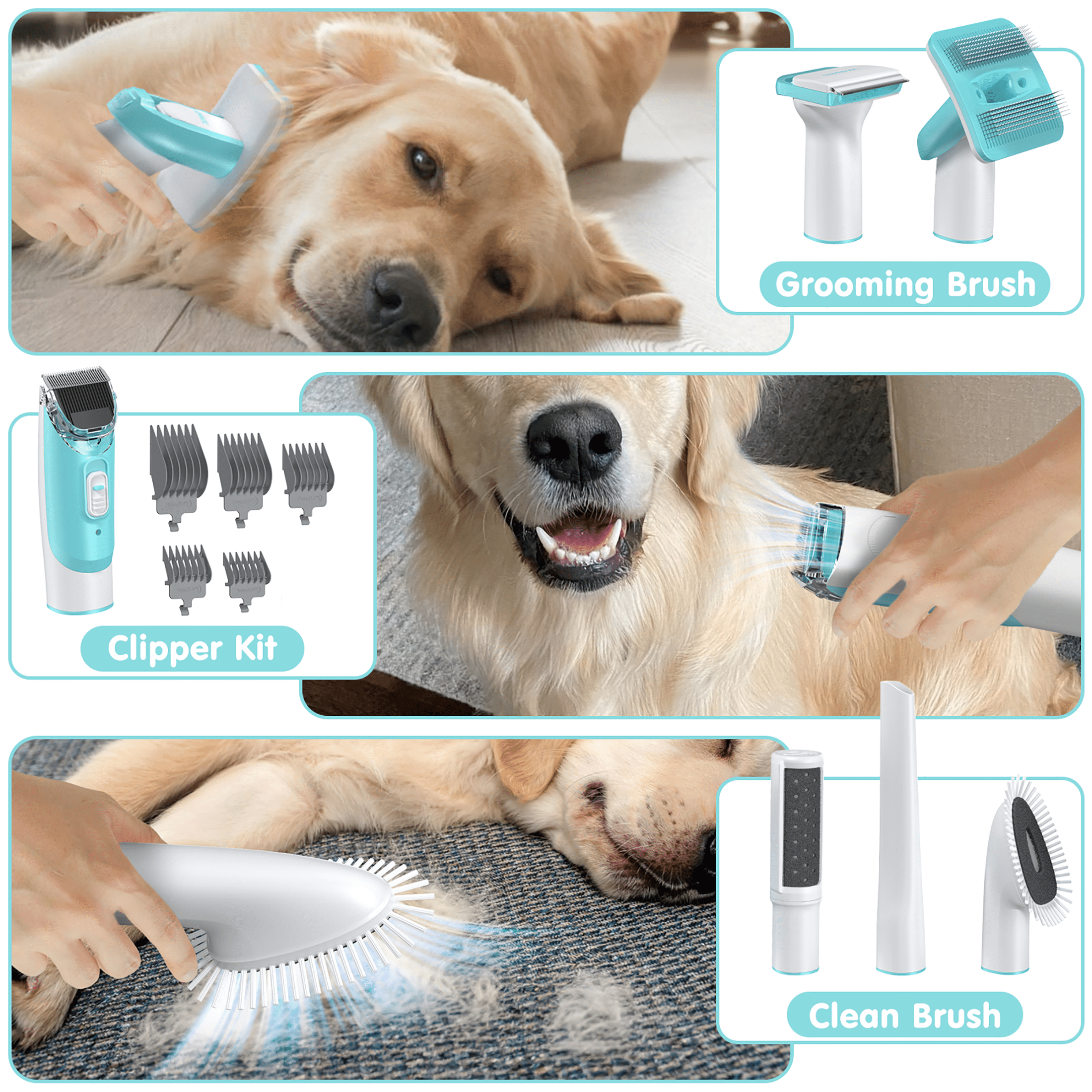 Dog Grooming Kit , 6 in 1 Pet Grooming Vacuum Kit