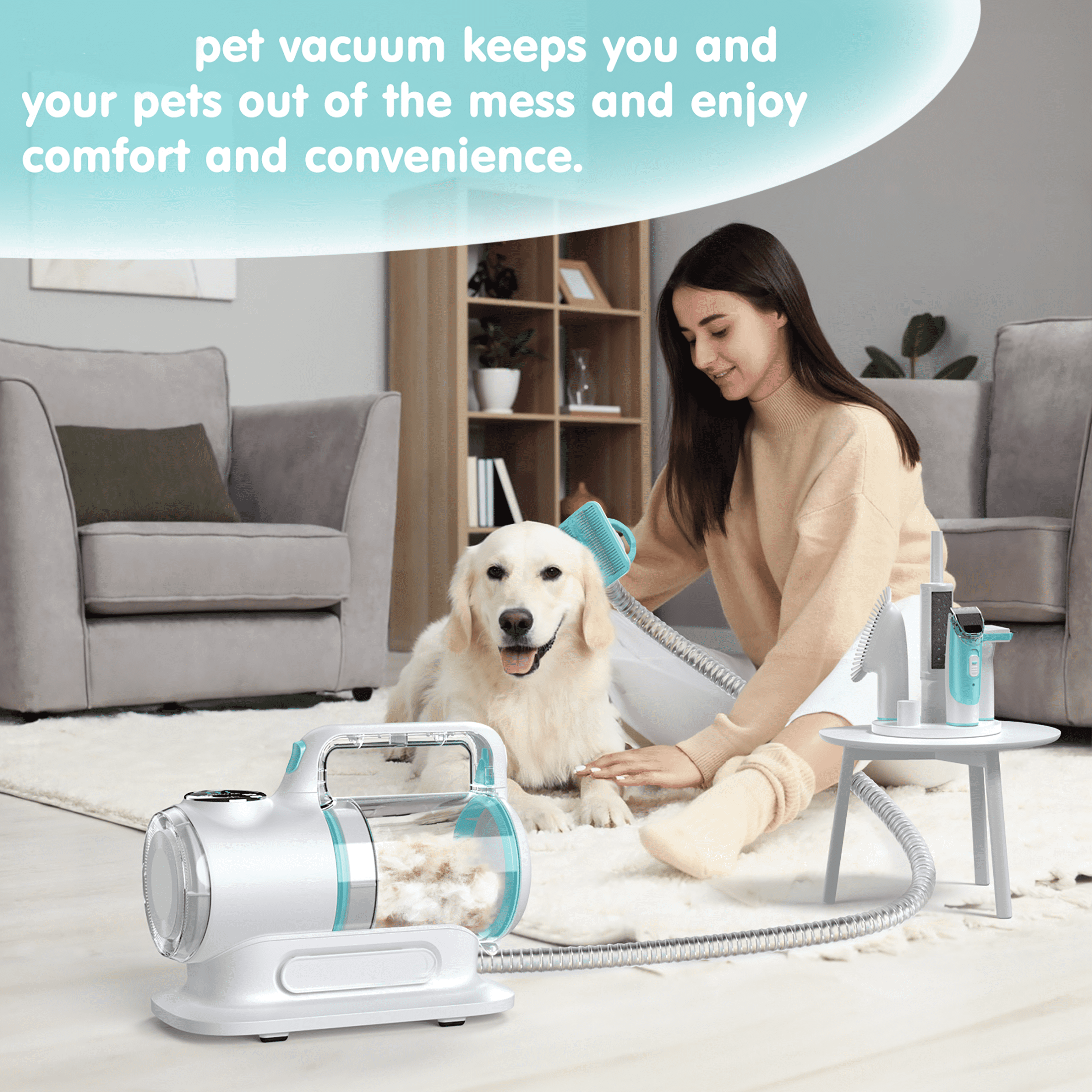 Dog Grooming Kit , 6 in 1 Pet Grooming Vacuum Kit